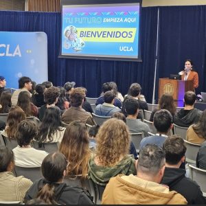 Laura C. Chávez-Moreno speaking at the UCLA Welcome event for newly admitted students. May 6, 2025